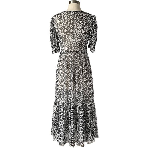 Baum Und Pferdgarten Jocelyn Black White Mesh Midi Dress Size S - Picture 5 of 9